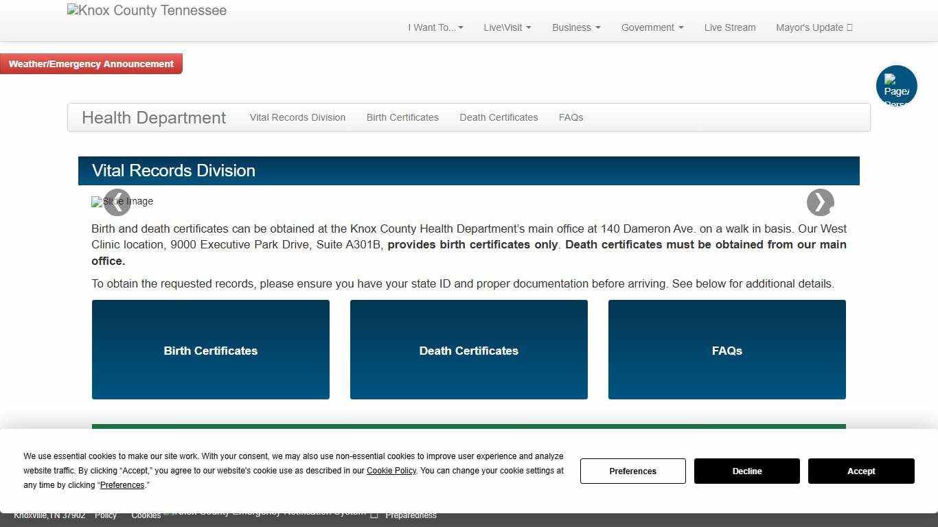 Vital Records Division - Health Department - Knox County Tennessee Government